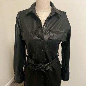 Black leather belted skirt, size XS